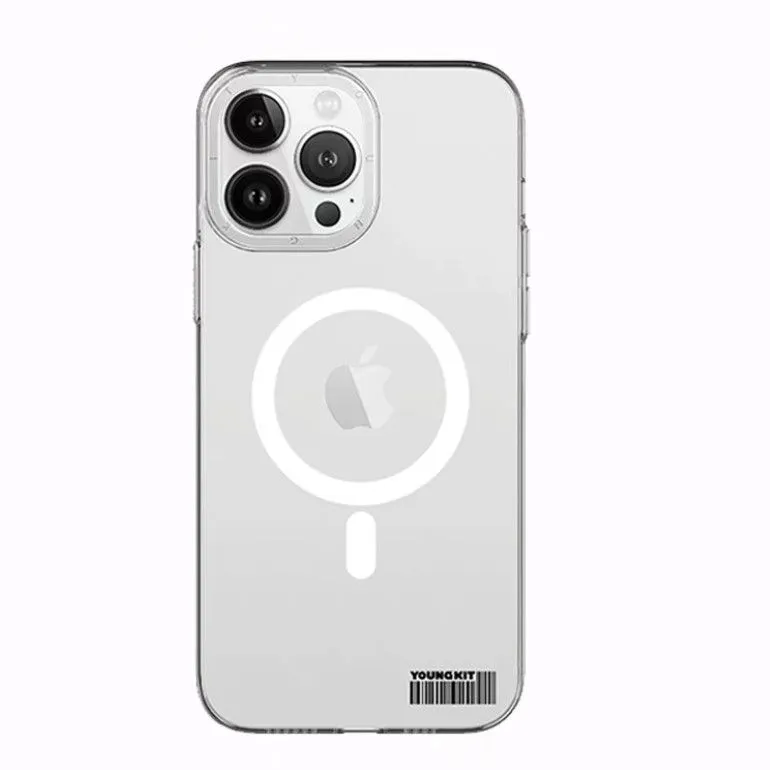 Чехол-накладка Youngkit Just Fun Magsafe для iPhone 14 Pro Max пластик/матовый (прозрачно-белый)