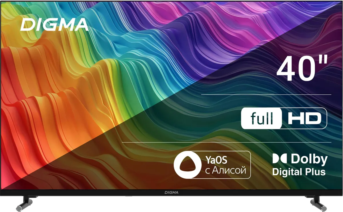 Телевизор Digma DM-LED40SBB33, 40", LED FHD, 60 Гц, Smart TV (Яндекс ТВ)