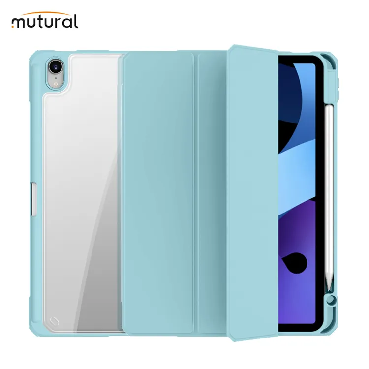 фото Чехол-книжка Mutural Folio Case для Apple iPad Pro 12.9 (2020/2021/2022) (полиуретан с подставкой) (голубой)