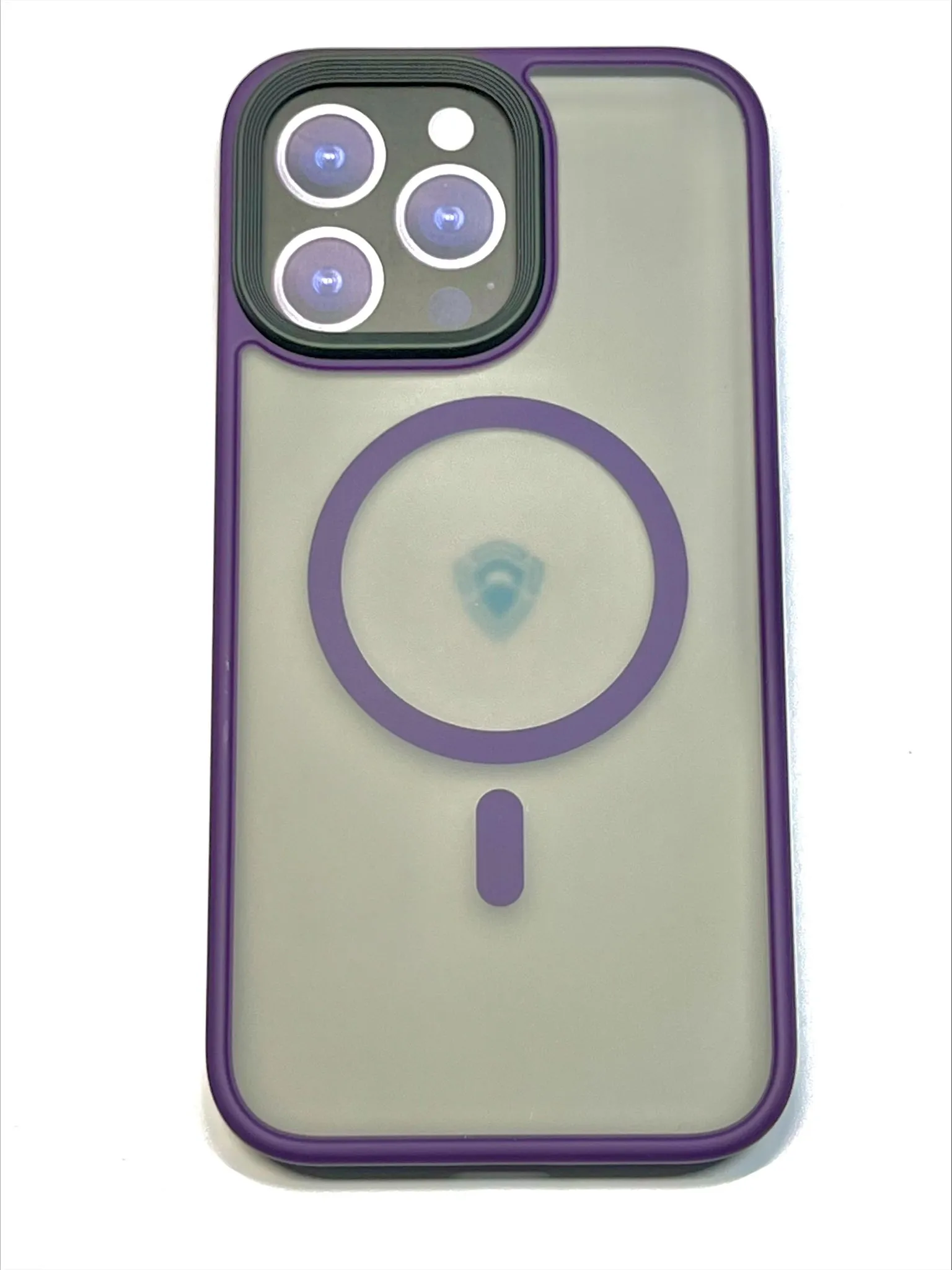 фото Чехол-накладка Dfansdesign Magsafe Case для Apple iPhone 14 Pro Max пластиковый прозрачно-черный (фиолетовая рамка)