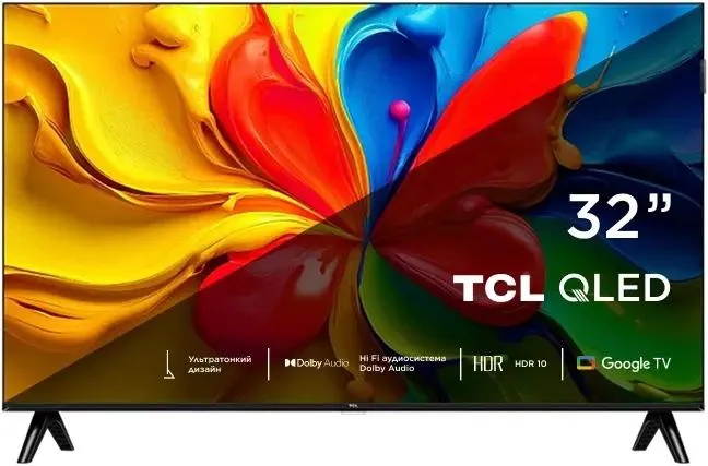 Телевизор TCL 32S4K-UZ, 32", QLED HD, 60 Гц, Smart TV