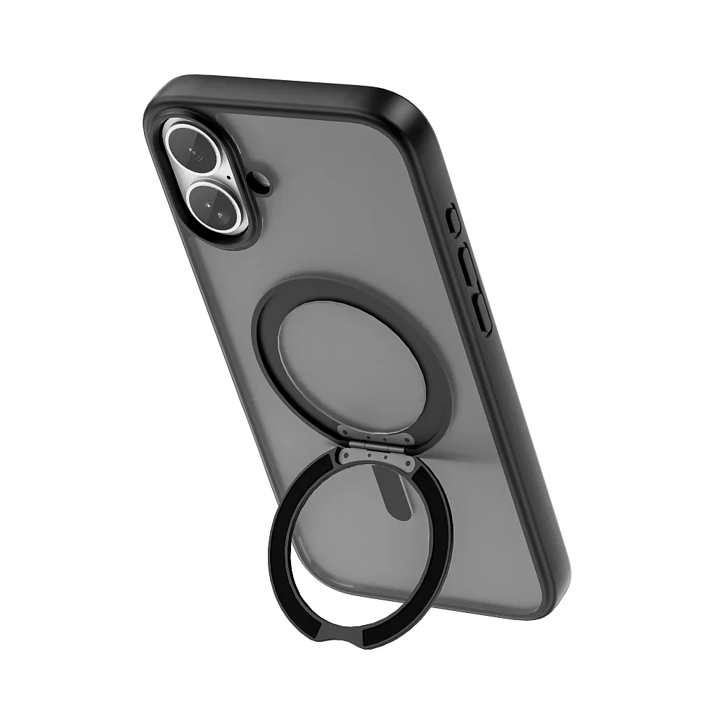 Чехол-накладка Wiwu Magsafe FGG-202 для Apple iPhone 16 пластиковый с подставкой черный 2000₽