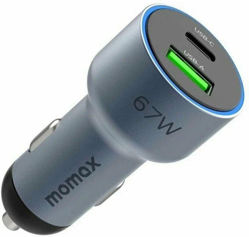 Автомобильное зарядное устройство Momax Move USBUSB-С 67W UC16E серый 2000₽