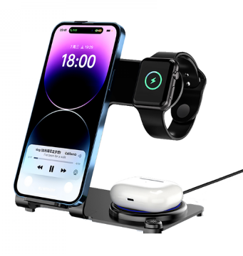 фото Беспроводное зарядное устройство Mutural T05 Magnetic Foldable 3 в1 15W (черный)