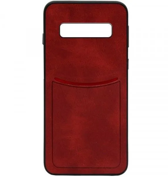 фото Чехол-накладка Creative Case для Samsung Galaxy S10+ силикон/искусственная кожа (красный)