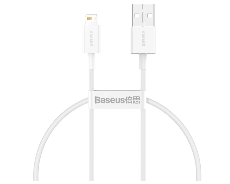 фото Кабель Baseus Superior Series 2.4A (USB) на (Lightning) (CALYS-02) 25см силикон (белый)