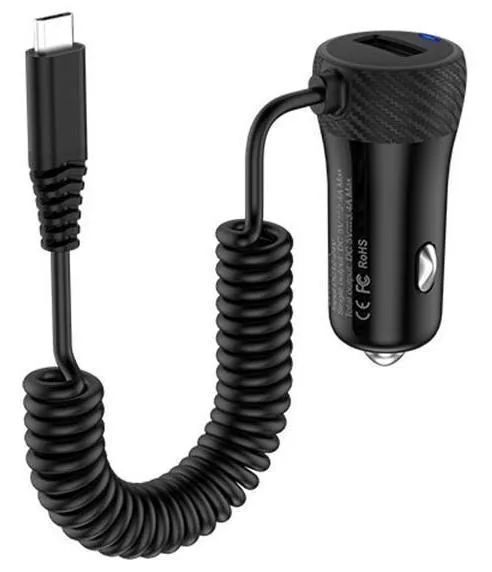 Автомобильное зарядное устройство Hoco Z21A Single Port (Lightning) Wired Fast Car Charger 3.4A (черный)