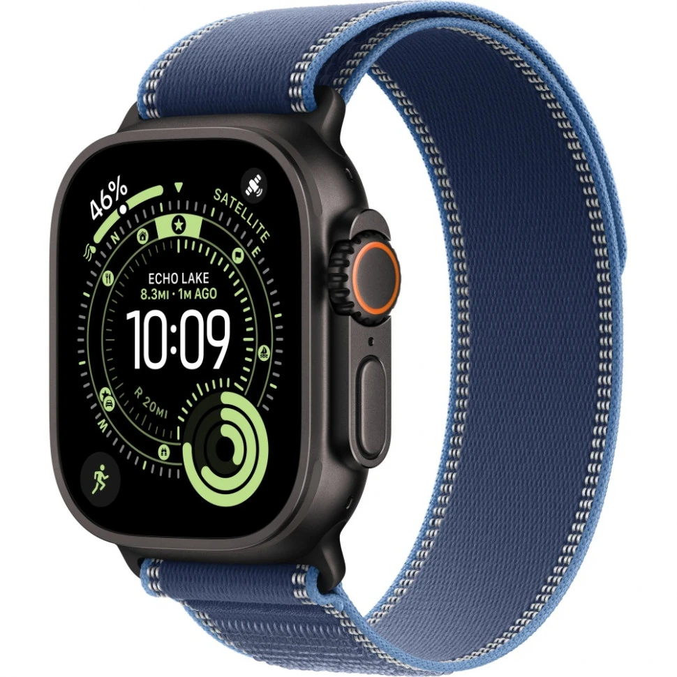 Apple Watch Ultra 3 49mm Black Titanium Case with Blue/Bright Blue Trail Loop (M/L)