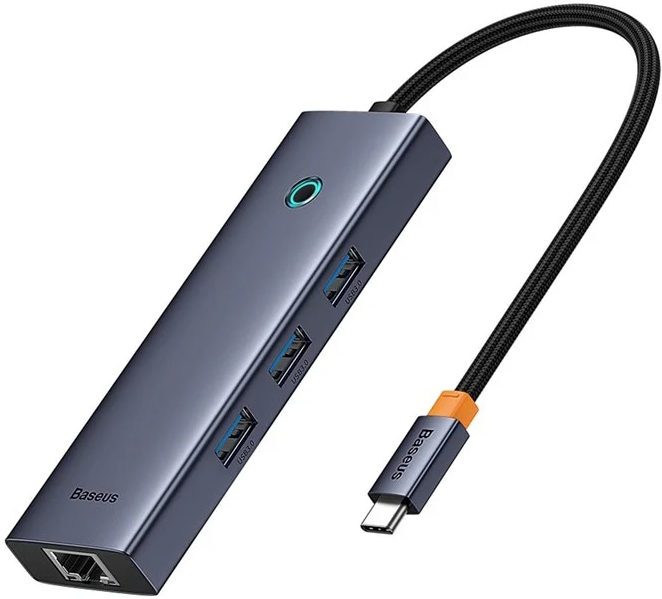 Адаптер Baseus UltraJoy 6 в 1 Type-C HUB на HDMIUSB 303PDRJ45 BS-OH111 Space Grey 4100₽
