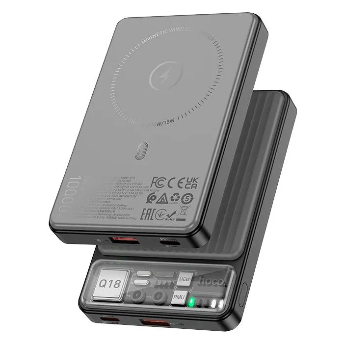фото Внешний аккумулятор Hoco Q18 Tourer Magnetic Wireless Charging 10000 mAh 15W USB/Type-C (черный)