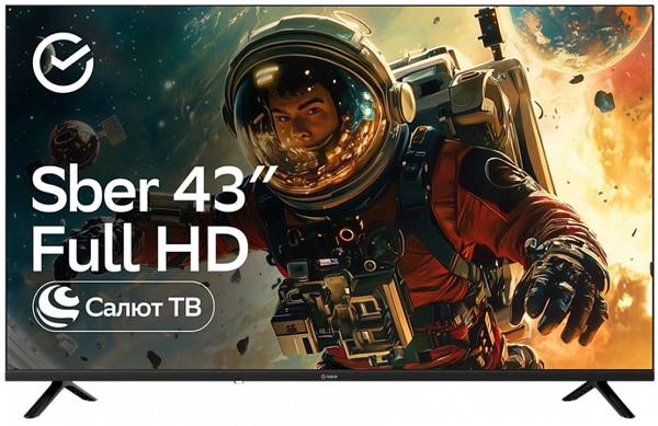 Телевизор SBER SDX-43F3000DBA, 43", LED FHD, 60 Гц, Smart TV (Салют ТВ)