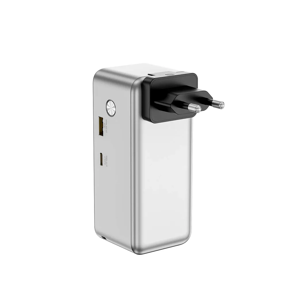 фото Внешний аккумулятор WiWU Mega 15000mAh 67W USB/Type-C/адаптер/кабель Type-C (PM501) (серебристый)