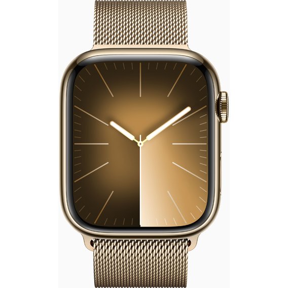 Apple Watch Series 9 45mm (GPS+Cellular) Gold Stainless Steel Case with Gold Stainless Steel Milanese Loop (MRMU3/MRQL3)