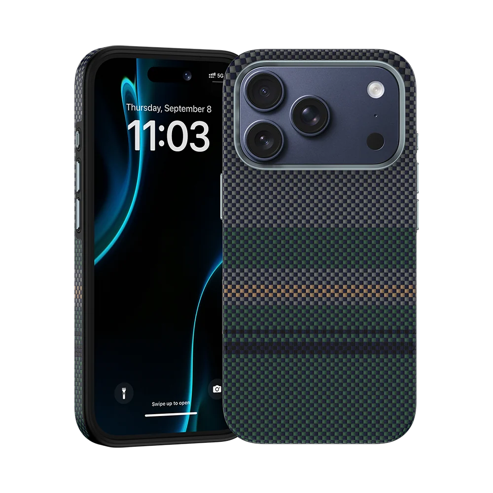 фото Чехол-накладка Benks ArmorPro Aurora для iPhone 17 Pro кевлар (сине-зеленый)