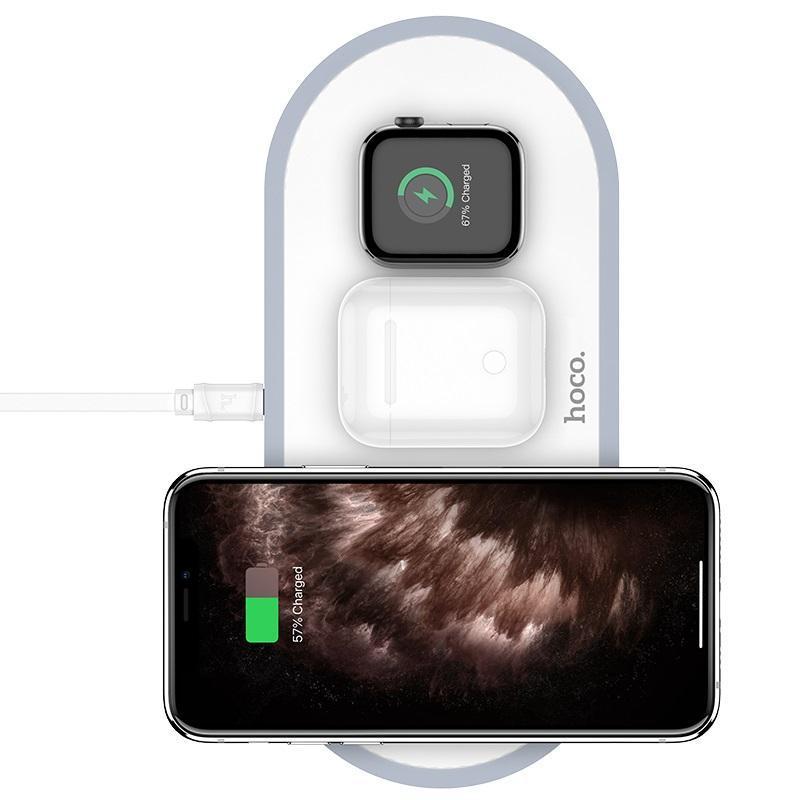 фото Беспроводное зарядное устройство Hoco (CW24) 3-in-1 Wireless Fast Charger (белый)