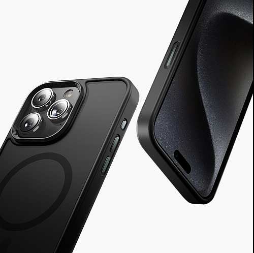 фото Чехол-накладка Mosbros Mag Comfortable для Apple iPhone 16 Pro пластиковый прозрачно-черный (черная рамка)