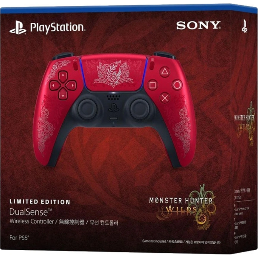 Беспроводной контроллер Sony DualSense Wireless Controller Monster Hunter Wilds Limited Edition для PS5 (темно-бордовый/черный)