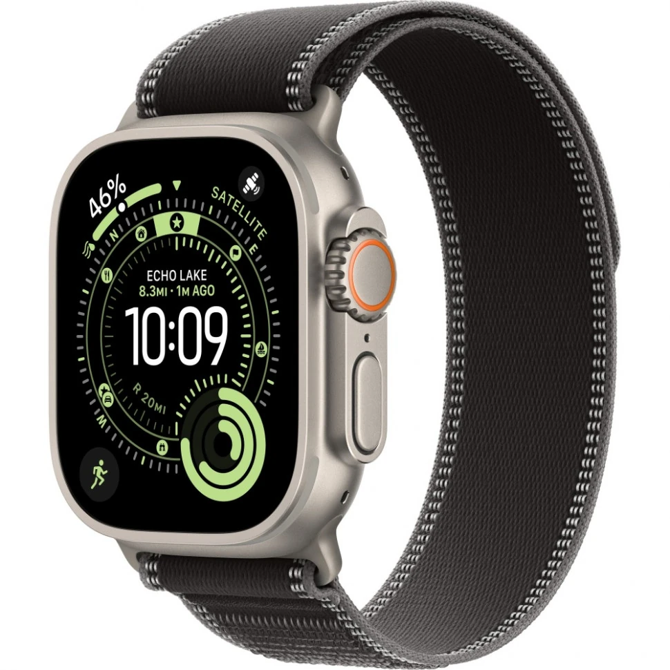 Apple Watch Ultra 3 49mm Natural Titanium Case with Black/Charcoal Trail Loop (S/M)