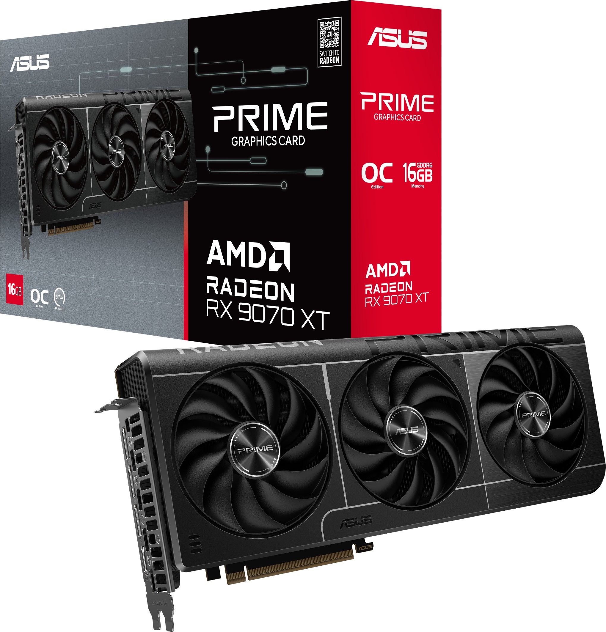 Видеокарта ASUS (PRIME-RX9070XT-O16G) Radeon RX 9070 XT 16GB PRIME OC 90YV0L71-M0NA00