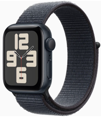 Apple Watch SE (2024) 44mm Midnight Aluminium Case with Ink Sport Loop (One Size)