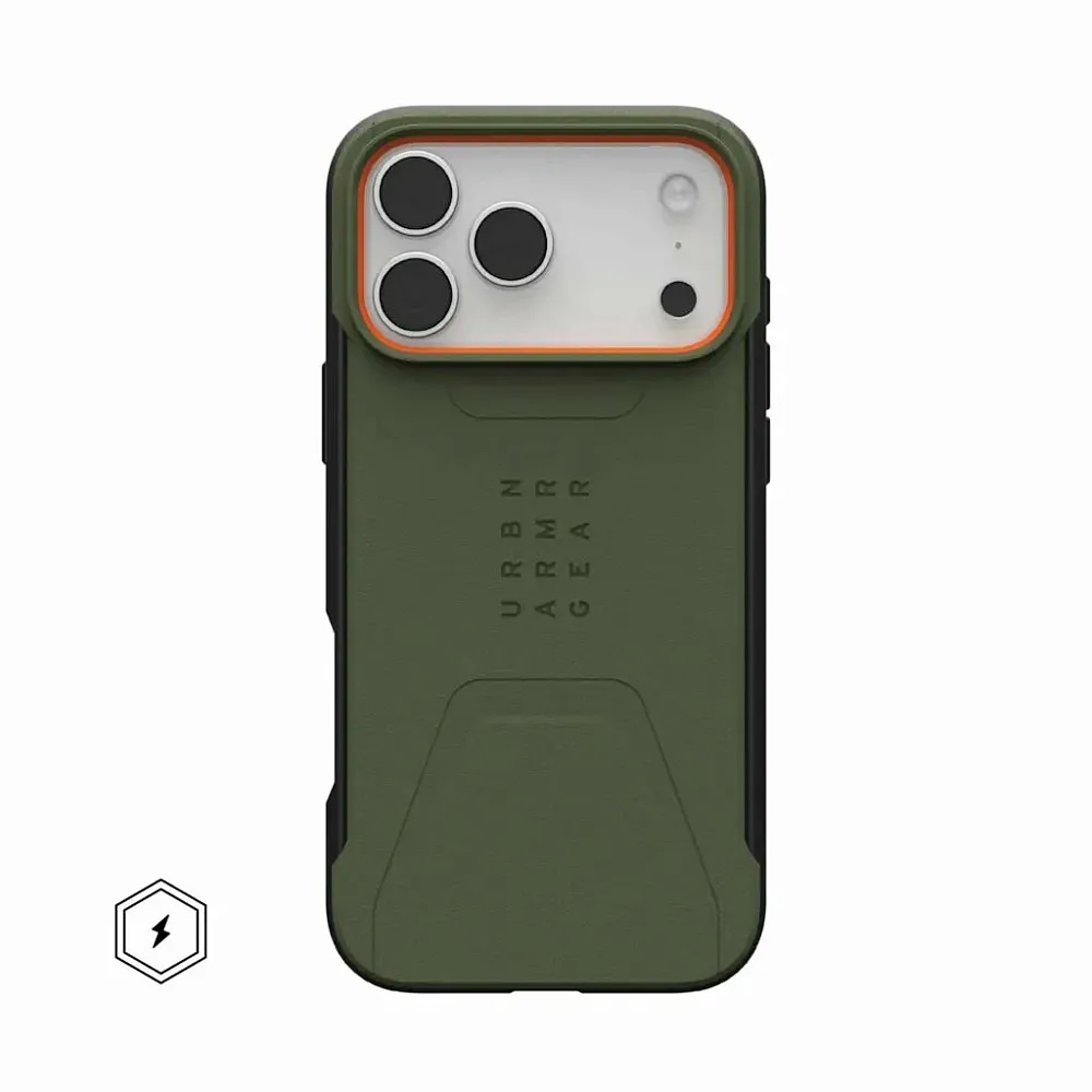 фото Чехол-накладка UAG Civilian MagSafe для Apple iPhone 17 Pro пластиковый (зелено-оранжевый)