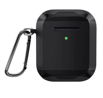 Чехол WiWU Defender Strong Metal для AirPods 2 противоударный с карабином (черный)