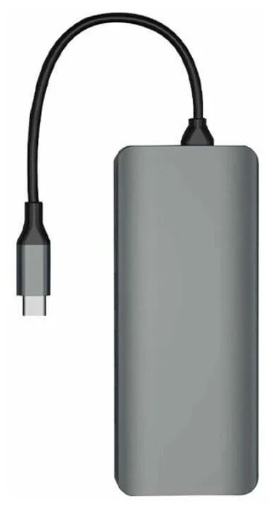 фото Адаптер WIWU Alpha 12 в 1 USB-C HUB на USB 3.0*3/USB 2.0*3/HDMI/SD/Micro SD/Type-C/LAN/3.5 Stereo (Gray)