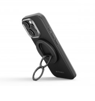 фото Магнитное кольцо-держатель Pitaka MagEZ Grip 3 карбоновый (арамид) черно-серый в полоску