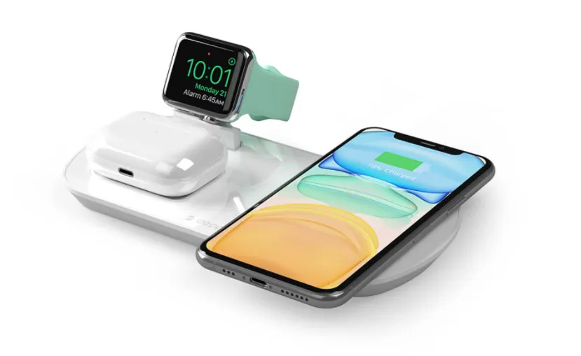 фото Беспроводное зарядное устройство Deppa Charging Station 3 в 1 (D-24010) для Apple Watch / iPhone/AirPods 17,5W (белый)