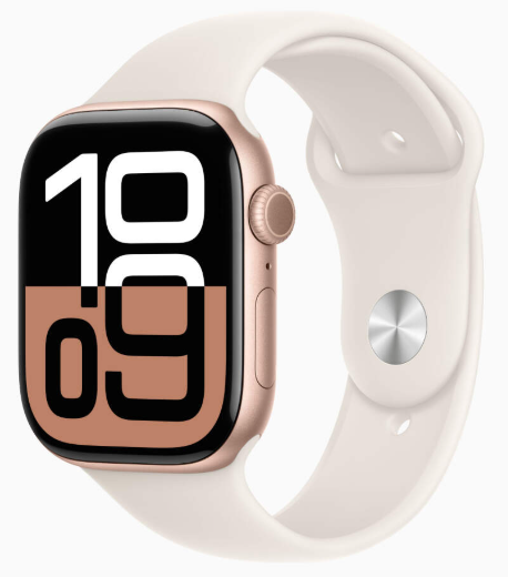 Apple Watch Series 10 42mm Rose Gold Aluminum Case with Starlight Sport Band (M/L)