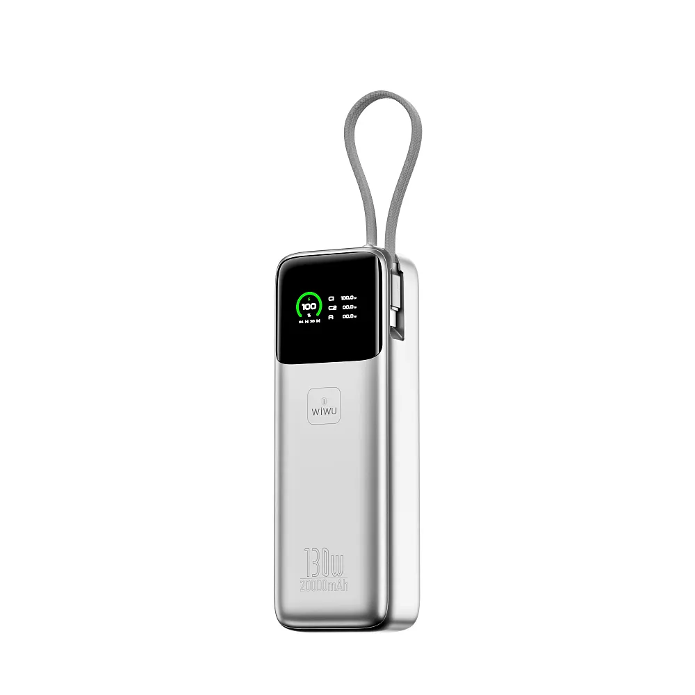 фото Внешний аккумулятор WiWU Mega 20000mAh 130W кабель Type-C (PM301) (серебристый)