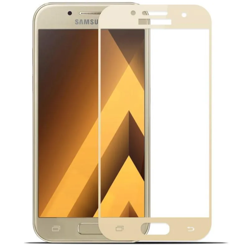 фото Защитное стекло Glass PRO  (Full) Screen для Samsung A7 (2017) (SM-A720) цветное (золотая рамка)