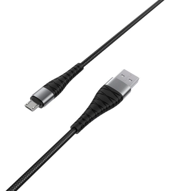 Кабель Borofone BX32 2,4A (USB) на (Micro-USB) 25см нейлоновая оплетка (черный)