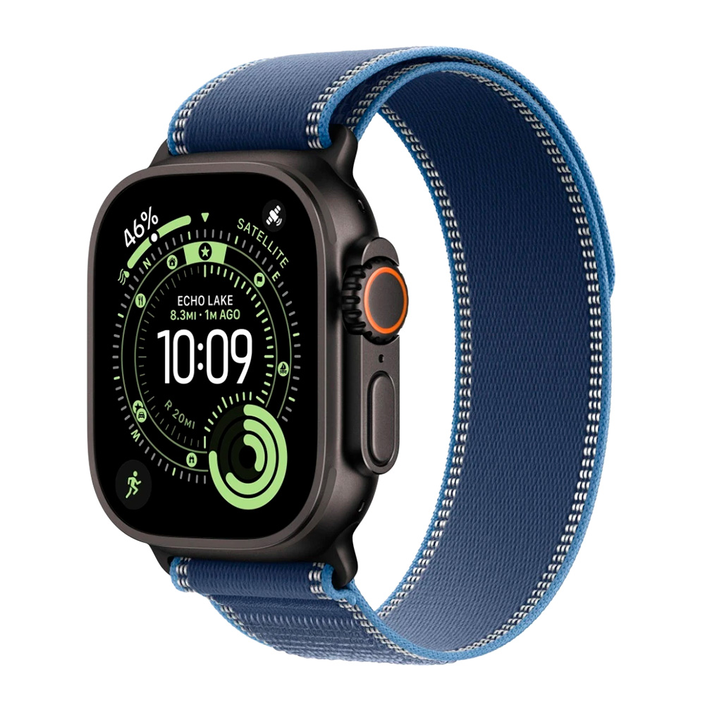 Apple Watch Ultra 3 49mm Black Titanium Case with Blue/Bright Blue Trail Loop (M/L)