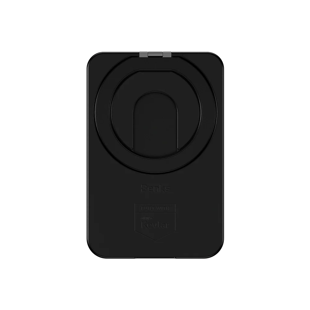 фото Чехол Benks Armor Go Kevlar Wallet MagSafe черно-серый в полоску