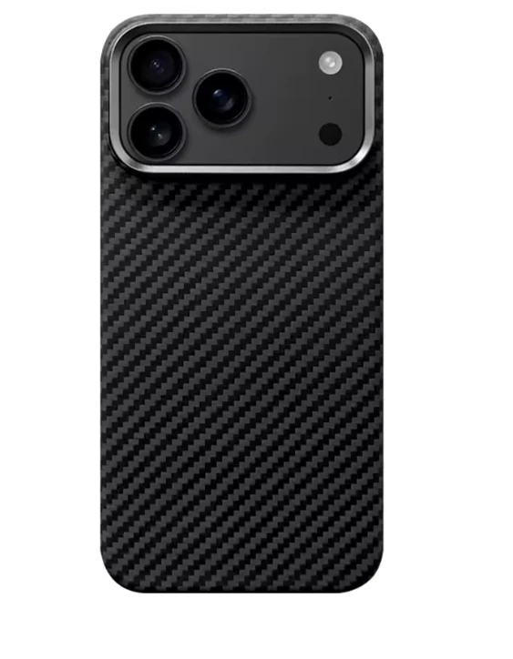 Чехол-накладка Kzdoo Keivlar Case для iPhone 17 Pro карбоновый (черно-серый в полоску)