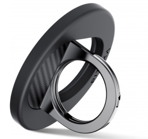 фото Магнитное кольцо-держатель Pitaka MagEZ Grip 3 карбоновый (арамид) черно-серый в полоску