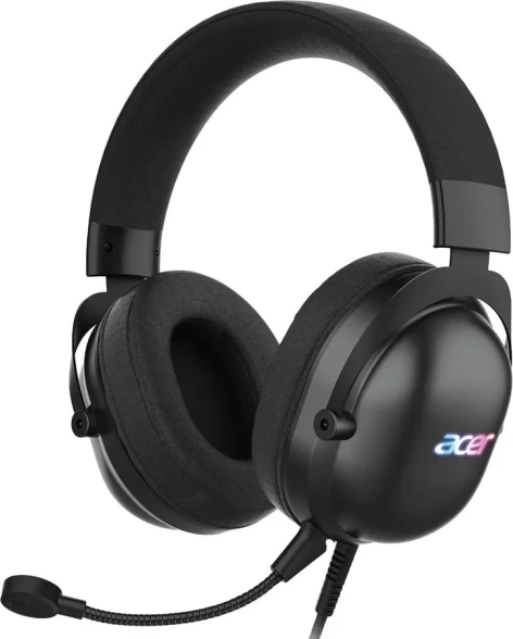 Гарнитура Acer AHW122, проводная, USB, подсветка, чёрный