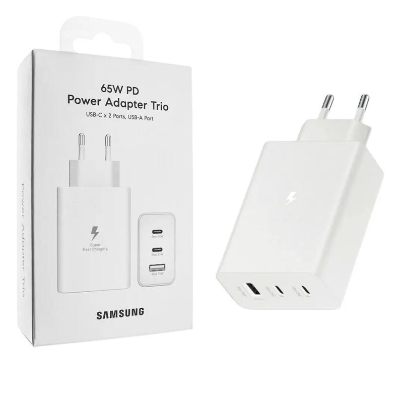 фото Сетевое зарядное устройство Samsung Super Fast Charger 2хType-C/USB 3.0 /65W (белый)