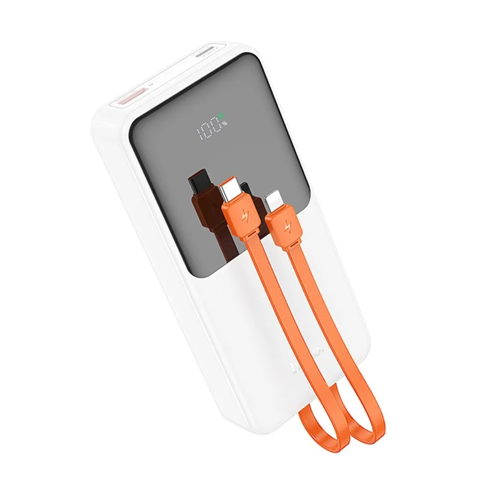 фото Внешний аккумулятор Hoco J119А Sharp charger 20000mAh USB/Type-C/кабель Lightning + Type-C/LED-дисплей (белый)