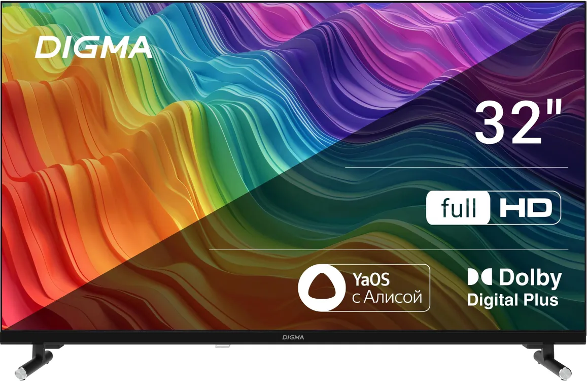 Телевизор Digma DM-LED32SBB33, 32", LED FHD, 60 Гц, Smart TV