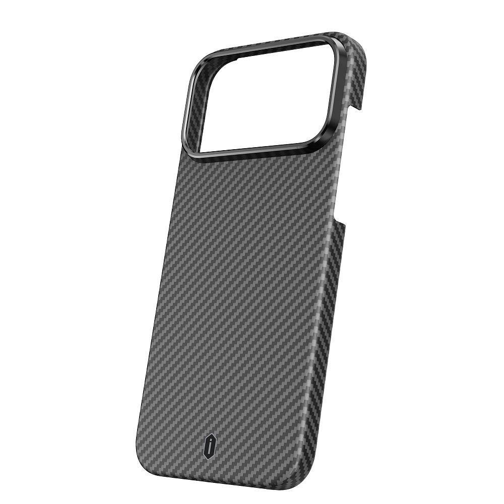 фото Чехол-накладка Wiwu Aramid Air Magsafe для iPhone 17 Pro карбоновый кевлар (арамид) черно-серый в полоску