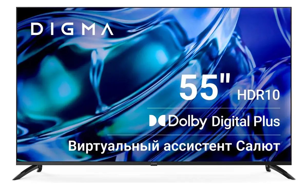Телевизор Digma DM-LED55UBB40, 55", LED 4K UHD, 60 Гц, Smart TV (Салют ТВ)