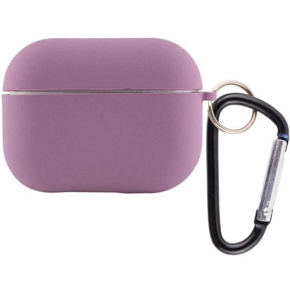 Чехол Protective Case для AirPods 4 силиконовый с карабином сиреневый 700₽