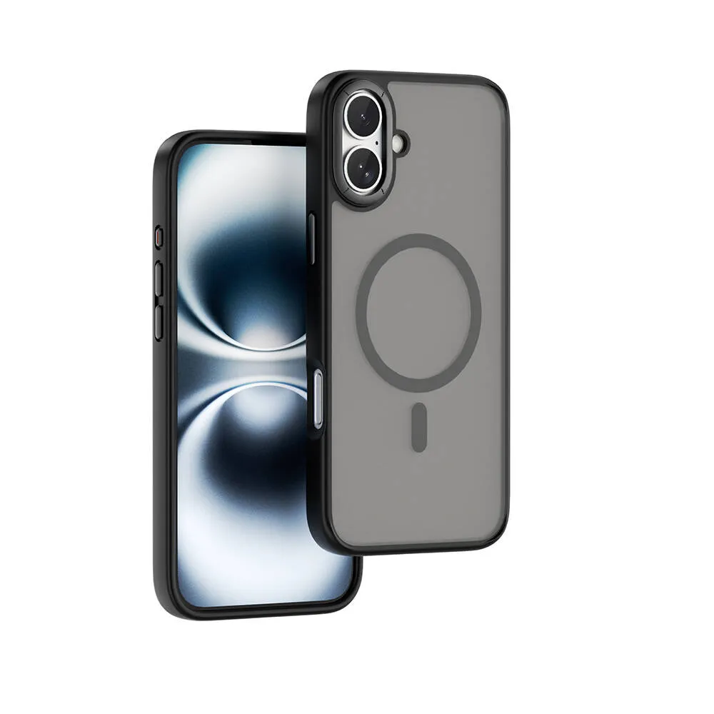 фото Чехол-накладка Wiwu Armor Pro Magsafe (FGG-012) для iPhone 16 Plus пластиковый прозрачно-черный (черная рамка)