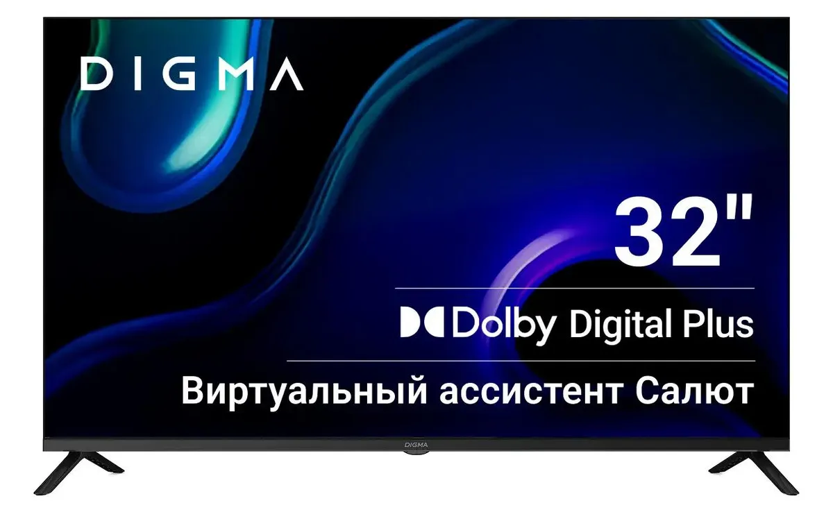 Телевизор Digma DM-LED32SBB36 Metal, 32", LED FHD, 60 Гц, Smart TV (Салют ТВ)