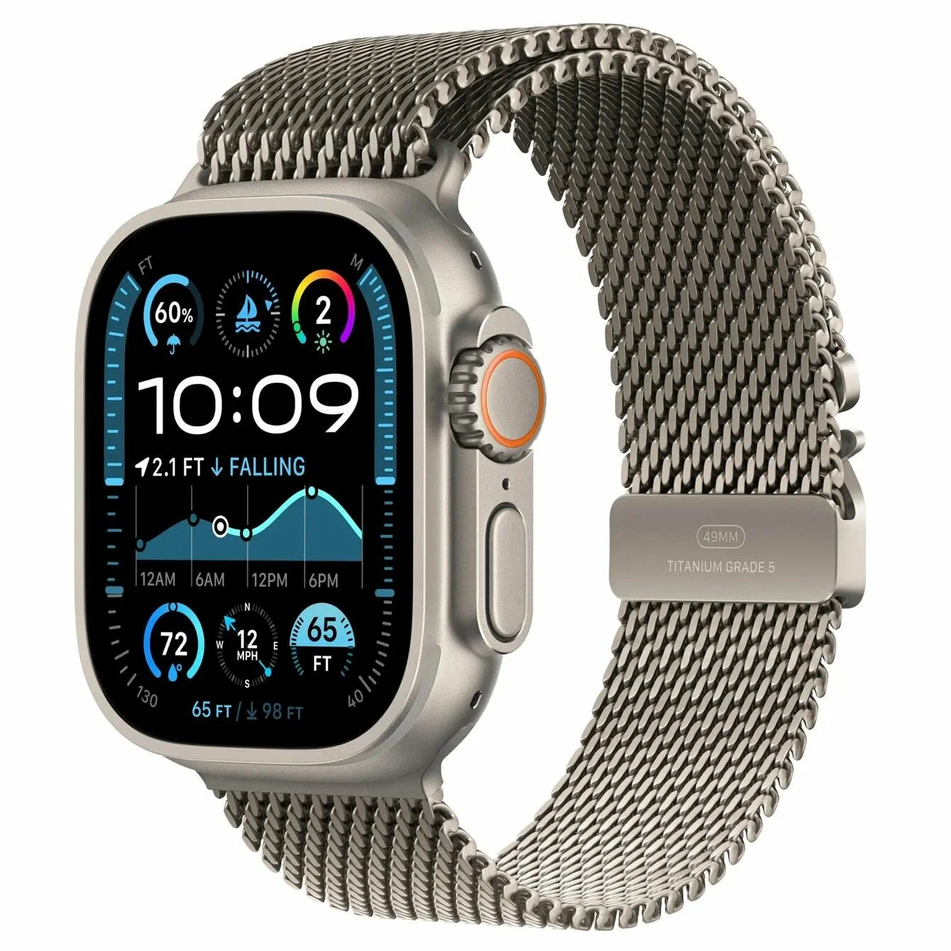 Apple Watch Ultra 2 (2024) 49mm Natural Titanium Case with Natural Titanium Milanese Loop (M) (Датчик кислорода)