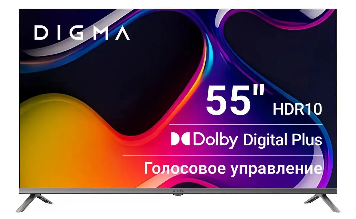 Телевизор Digma DM-LED55UBB41 темно-серебристый, 55", LED 4K UHD, 60 Гц, Smart TV (Android TV), серебристый