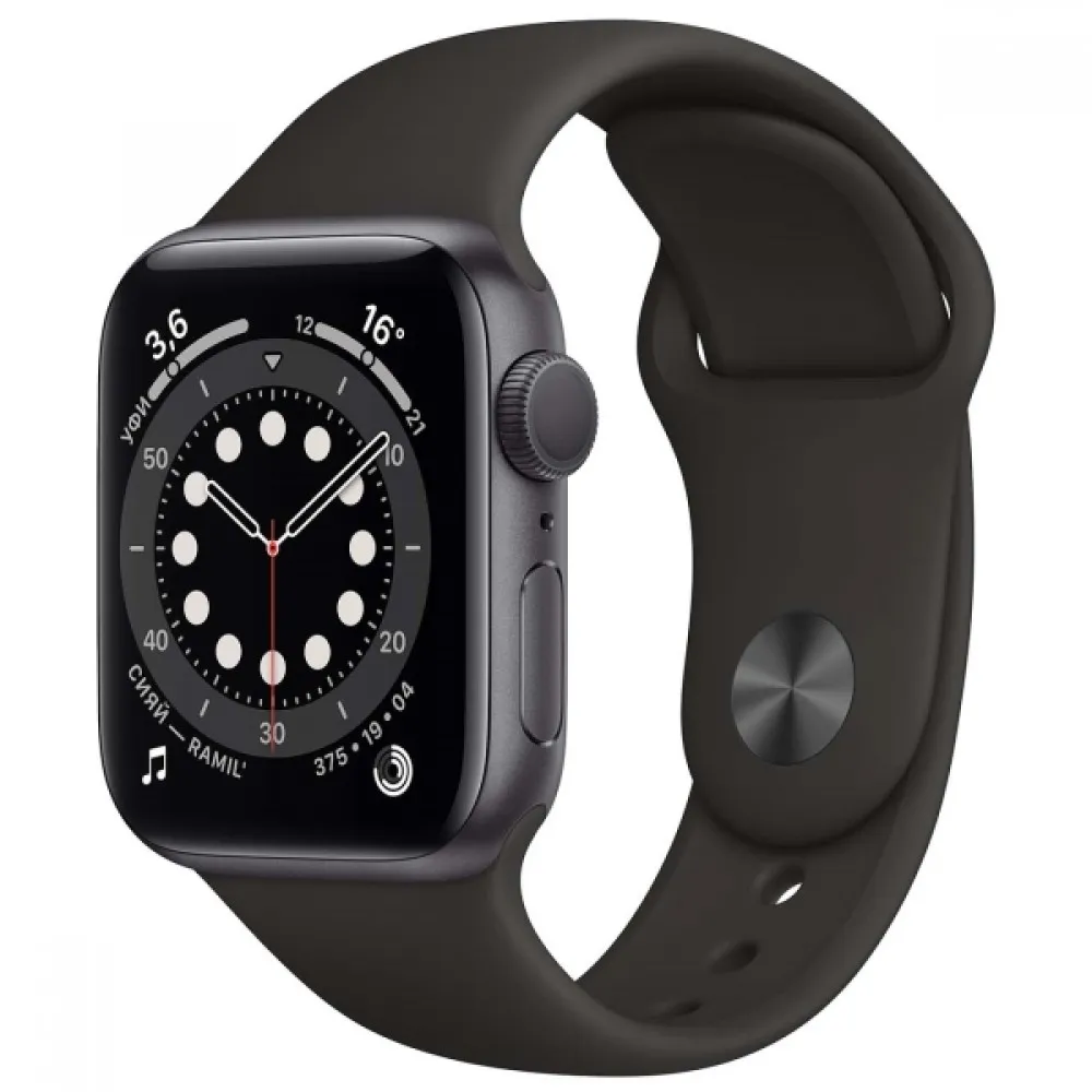 Apple Watch Series 6 44mm Space Gray Aluminum Case with Black Sport Band Б/У (Нормальное состояние)