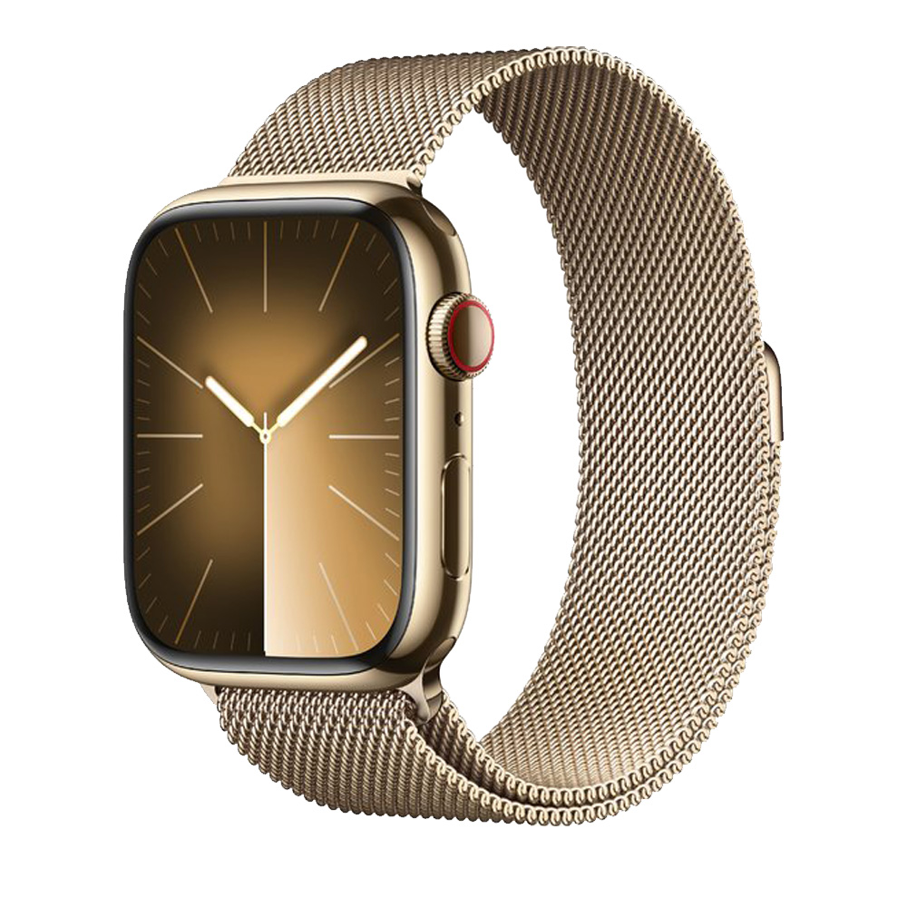 Apple Watch Series 9 45mm (GPS+Cellular) Gold Stainless Steel Case with Gold Stainless Steel Milanese Loop (MRMU3/MRQL3)
